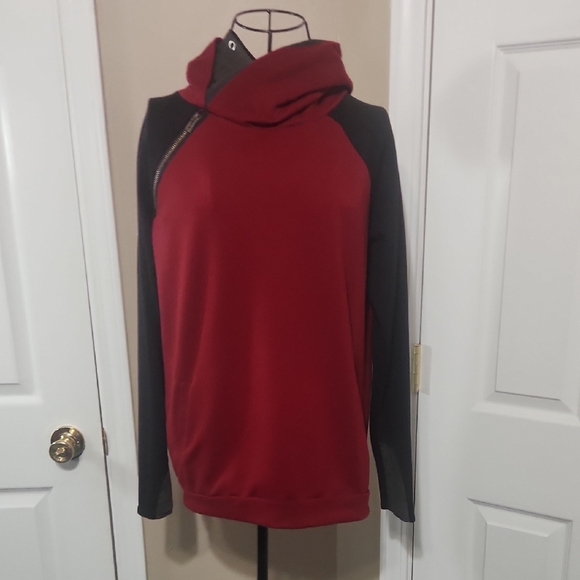 Source Unknown Red and Black Zip Up Sweater - Picture 4 of 9